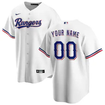 youth nike white texas rangers home replica custom jersey